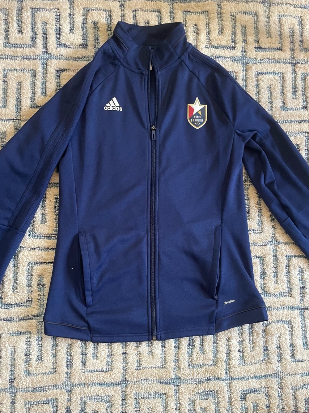 adidas Navy Full-Zip Kids Soccer Jacket with Crest